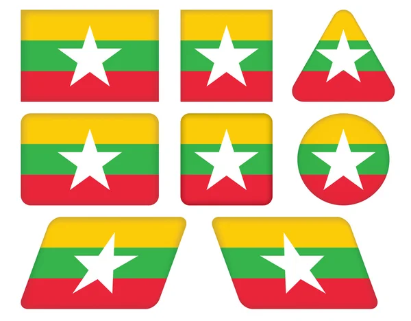 Tlačítka s Myanmarská vlajka — Stockový vektor