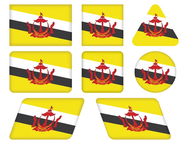 Tlačítka s vlajka Bruneje — Stockový vektor