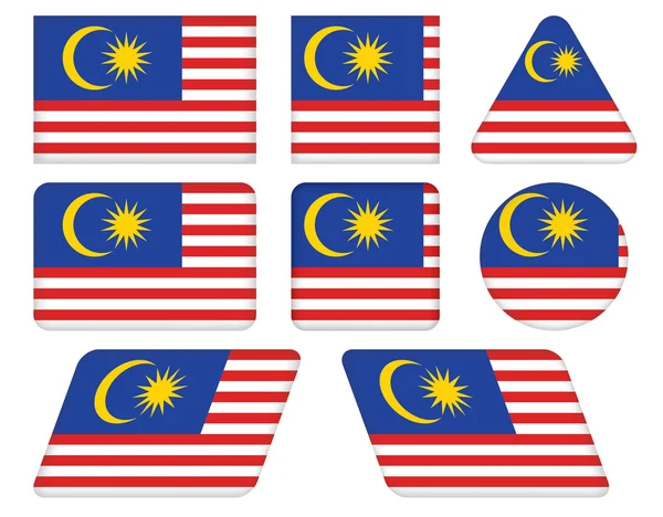 Botones con bandera de Malasia — Vector de stock