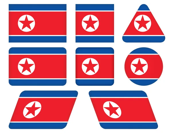Buttons with flag of North Korea — Stockvector