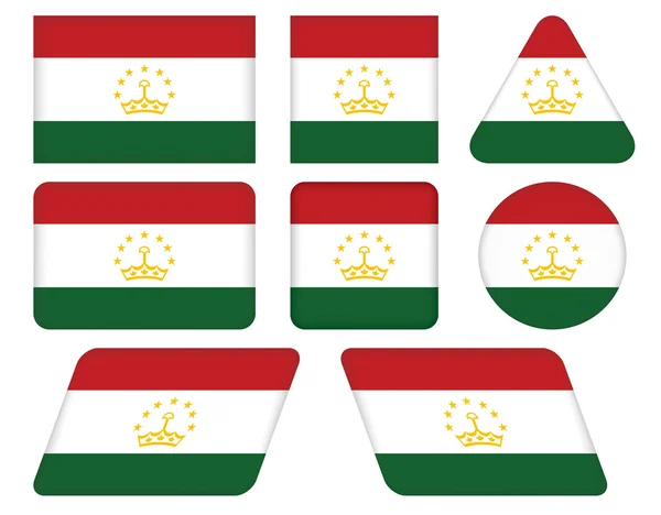 Buttons with flag of Tajikistan — Stock Vector