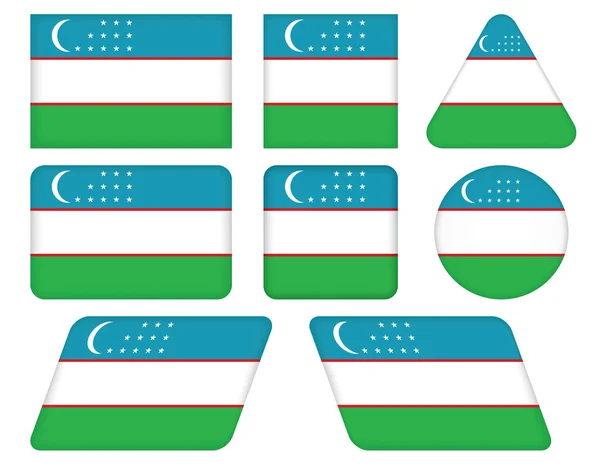 Botões com bandeira de Uzbequistão — Vetor de Stock