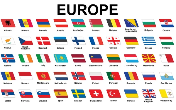 Icônes aux drapeaux européens — Image vectorielle