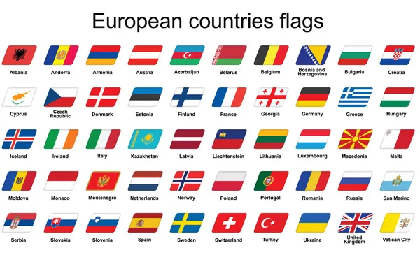 Países europeus bandeiras ícones — Vetor de Stock