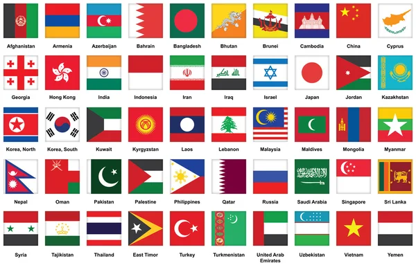 Symbole mit asiatischen Flaggen — Stockvektor