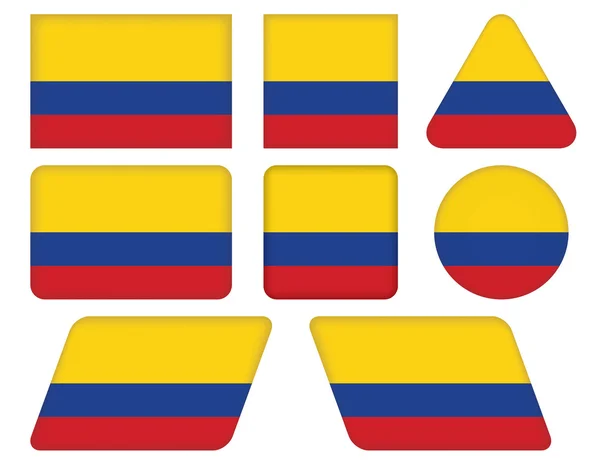 コロンビアの旗を持つボタン — ストックベクタ