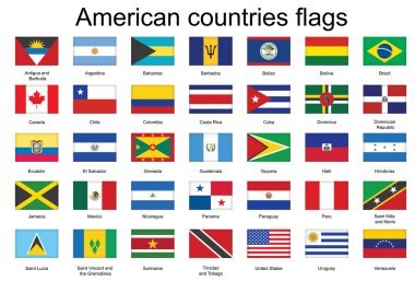 Icons with flags of Americas clipart