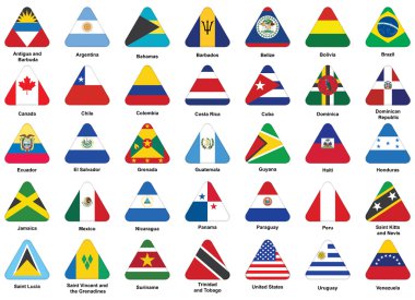 Icons with flags of Americas clipart