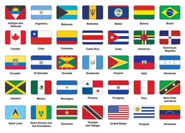 Iconos de bandera de los países americanos — Vector de stock