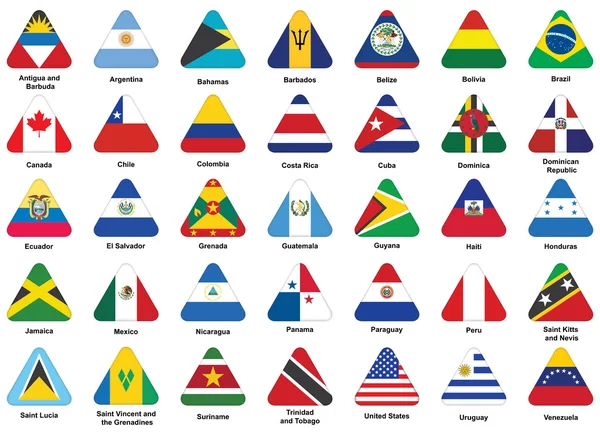 Pictogrammen met lijst van vlaggen van Zuid-Amerika — Stockvector