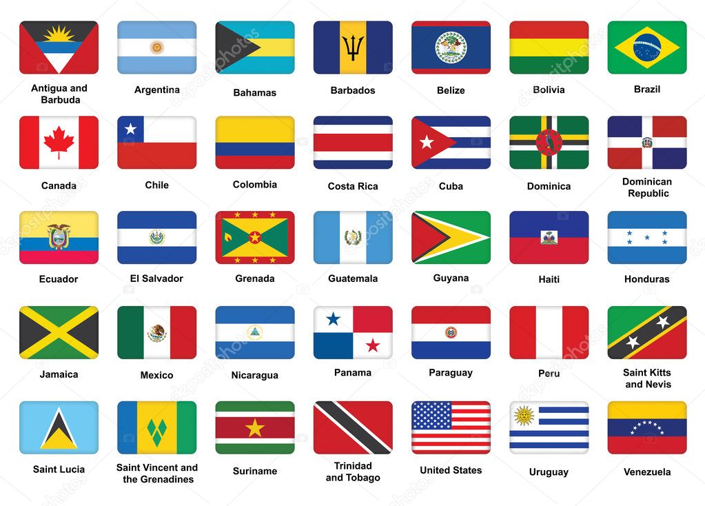 stock illustration american countries flag icons