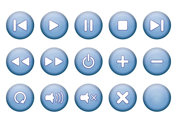 Runda knappar för music player — Stock vektor