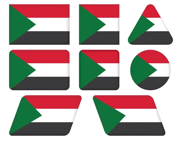 Botones con bandera de Sudán — Vector de stock