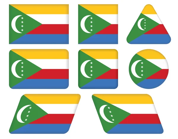 Botones con Bandera de Comoras — Archivo Imágenes Vectoriales