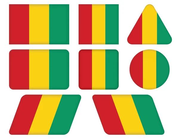 Botones con bandera de Guinea — Vector de stock