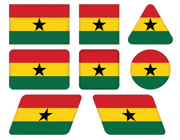 Tlačítka s vlajkou Ghany — Stockový vektor