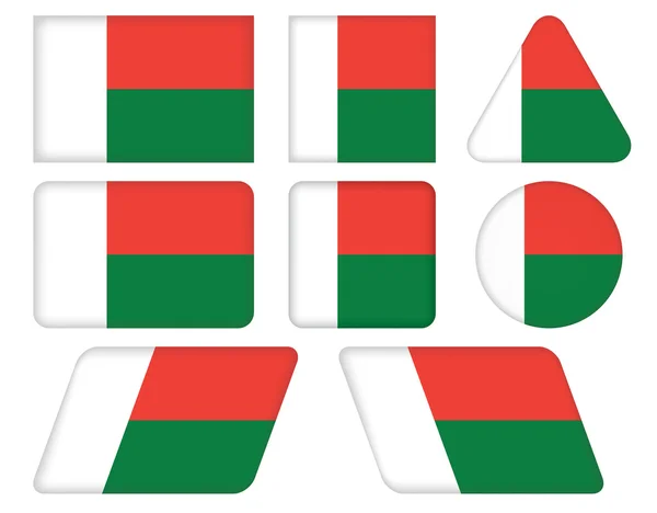 Botões com bandeira de Madagascar — Vetor de Stock