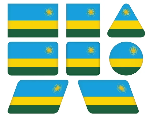 Tlačítka s Rwandská vlajka — Stockový vektor