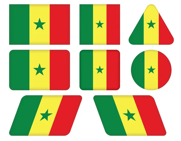 Botones con la bandera de Senegal — Vector de stock