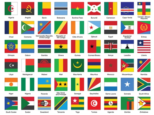 Icônes carrées avec des drapeaux africains — Image vectorielle