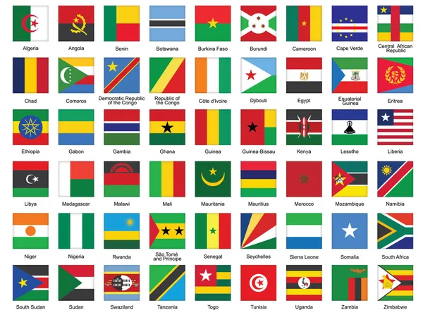 Square icons with African flags — Stock Vector