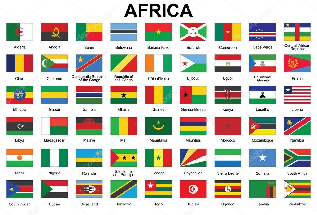 Buttons with flags of Africa