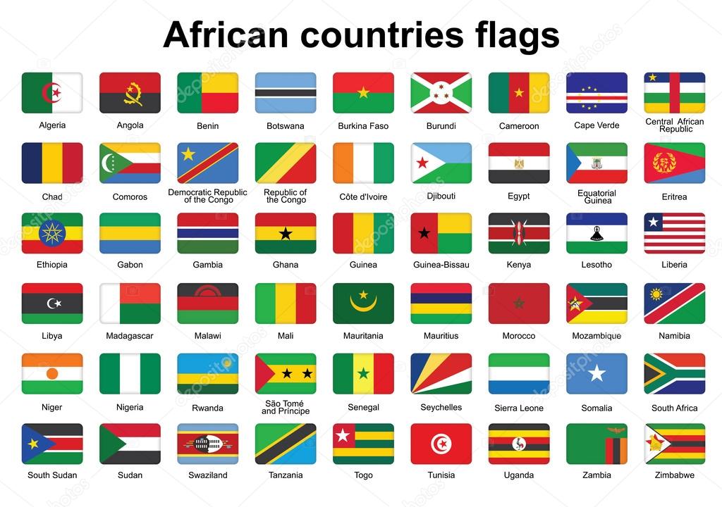 African countries flag buttons