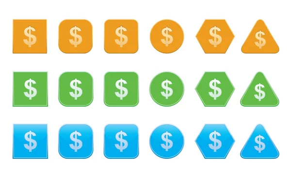 Set di icone del dollaro — Vettoriale Stock