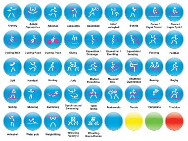 Icons with summer sports clipart