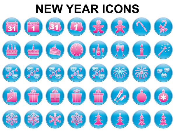 New Year holiday icons — Stock Vector
