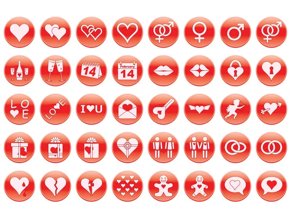 Round Day of Valentine icons — Stock Vector