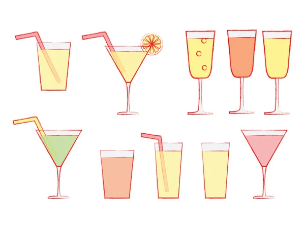 Vasos con bebidas — Vector de stock