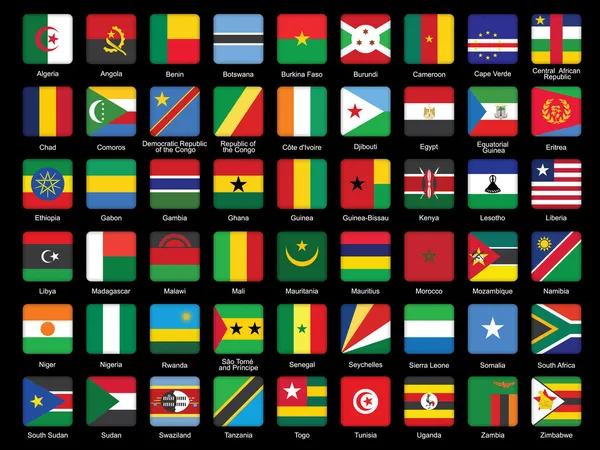 Ikonen afrikanischer Flaggen — Stockvektor