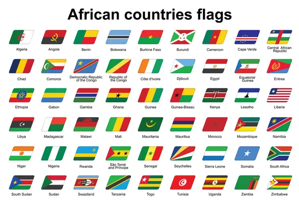 Países africanos banderas iconos — Vector de stock