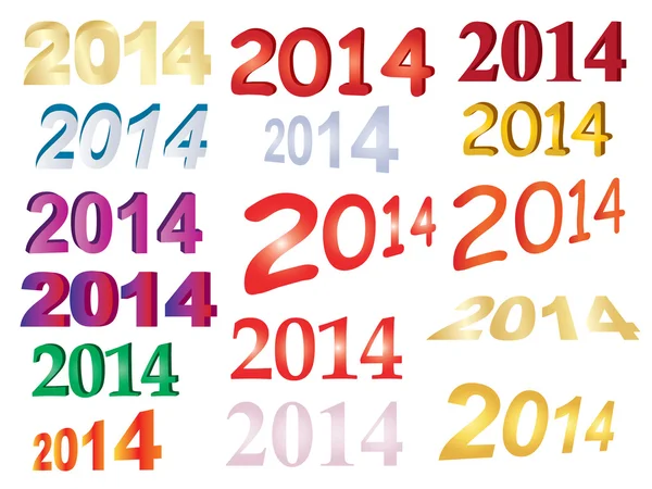 Conjunto de números de año nuevo 2014 — Vector de stock