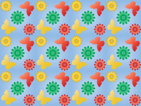 Μοτίβο με λουλούδια και πεταλούδες — Διανυσματικό Αρχείο