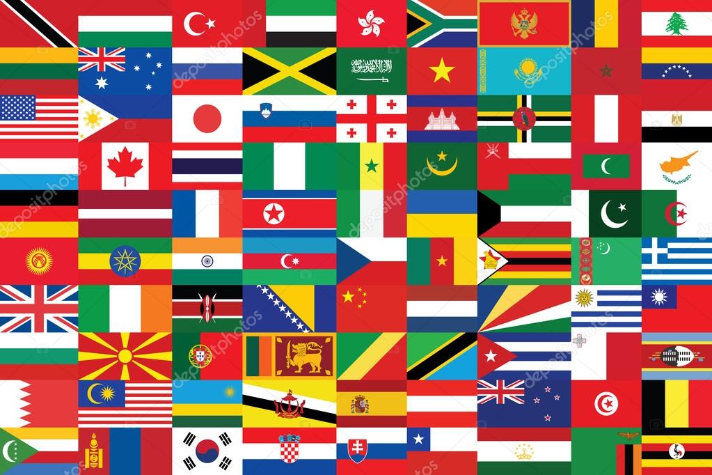 Background with some of world flags