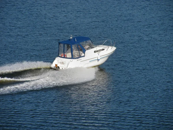 Speed boat on river