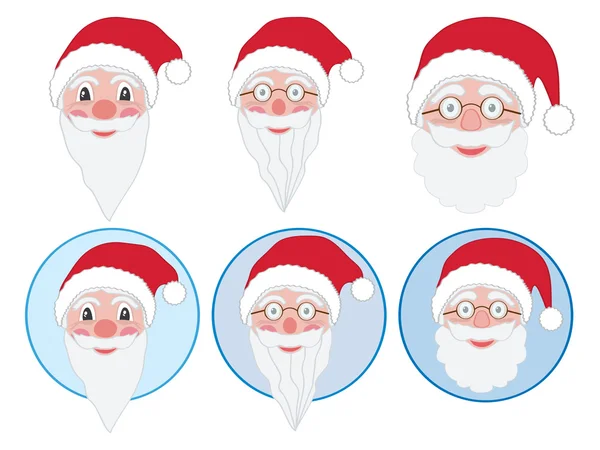 Conjunto de rostos de Papai Noel — Vetor de Stock