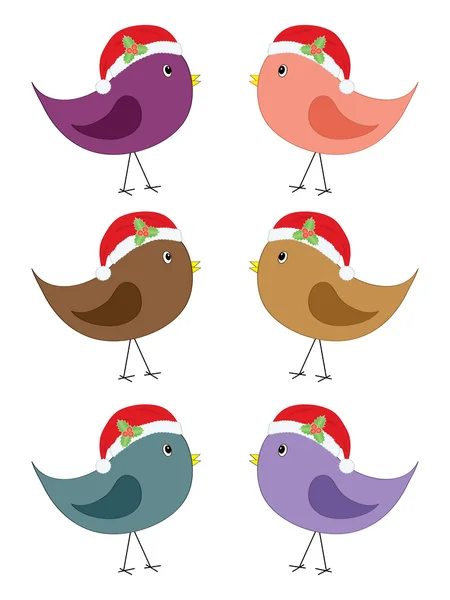 Pássaro em chapéu de Santa — Vetor de Stock