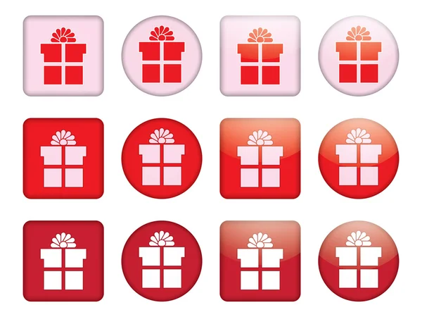 Buttons with present box — Stock Vector