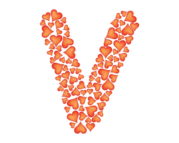 Letter v made of valentines — Stock Vector