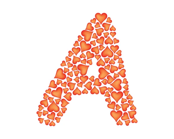 Letter a made of valentines — Stock Vector