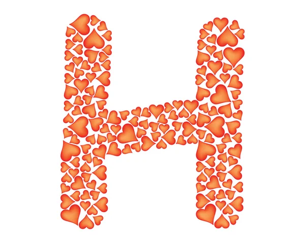 Letter h made of valentines — Stock Vector