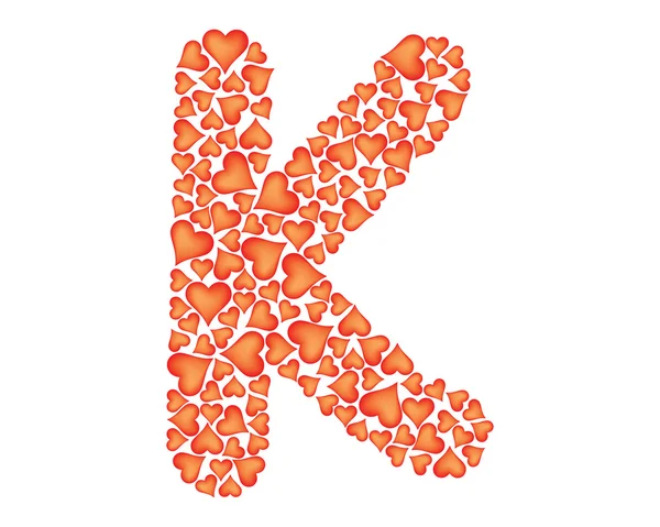 Letter k made of valentines — Stock Vector