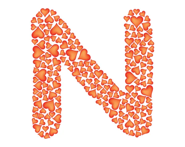 Letter n made of valentines — Stock Vector