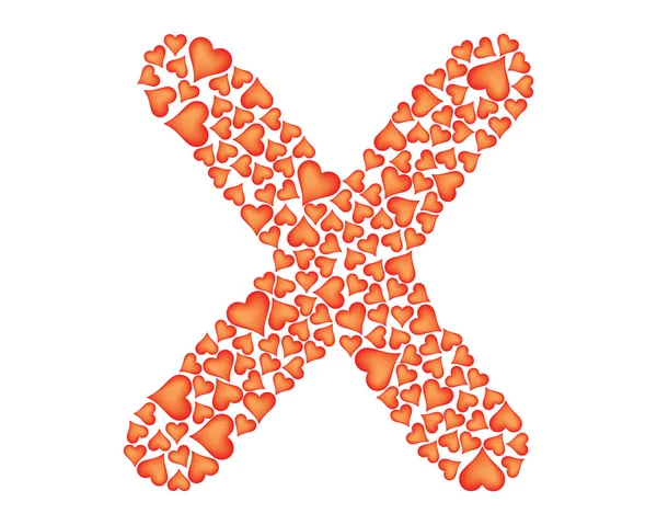 Letter x made of valentines — Stock Vector