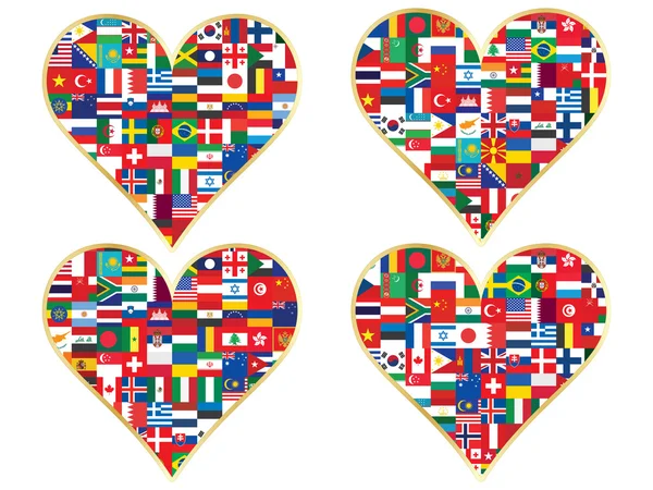 Valentines made of flags icons — Stock Vector