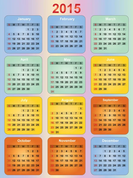Calendario del año 2015 — Vector de stock