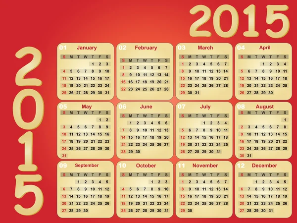 2015 ano calendário —  Vetores de Stock